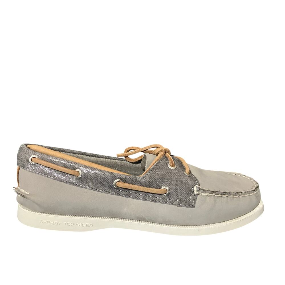 Sperry A/O Original 2 Eye Grey Leather Boat Shoes Womens Size 8 Medium Width NIB